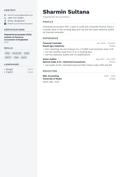Accountant CV template