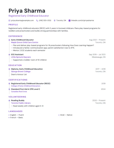 Canadian Resume template