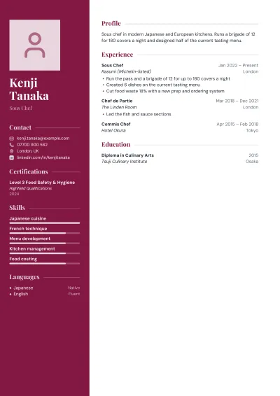Chef CV template