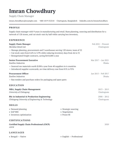 Chronological Resume template