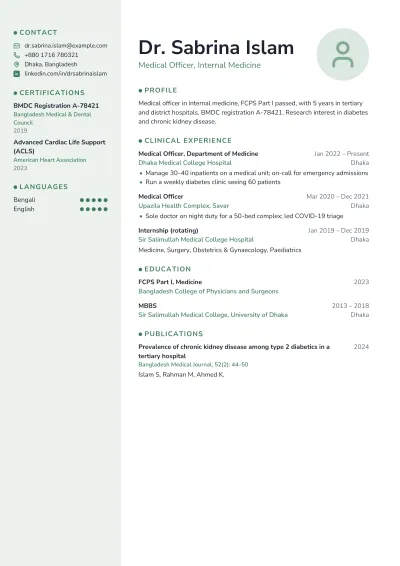 Medical CV template