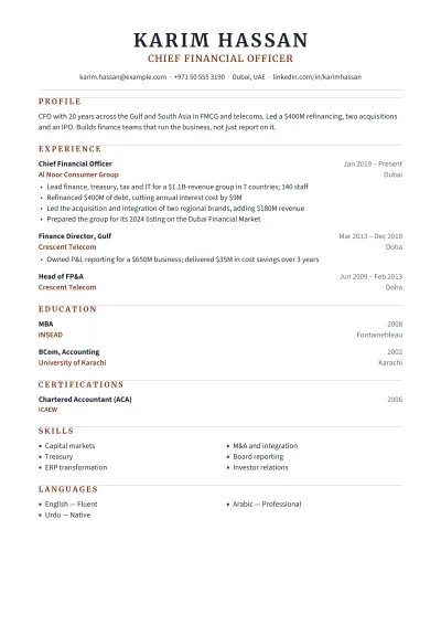 Executive Resume template