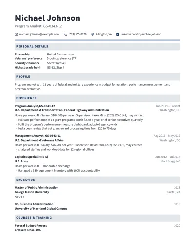 Federal Resume template