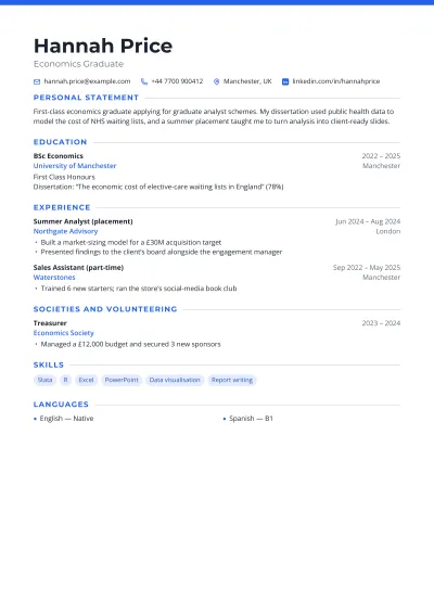Graduate CV template
