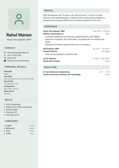 Gulf CV template