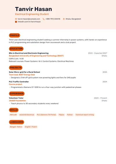 Internship Resume template