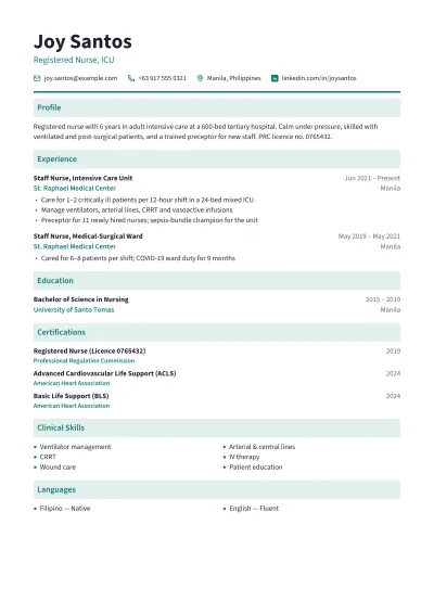 Nurse CV template
