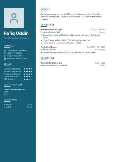 Operations Manager CV template