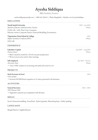Student Resume template