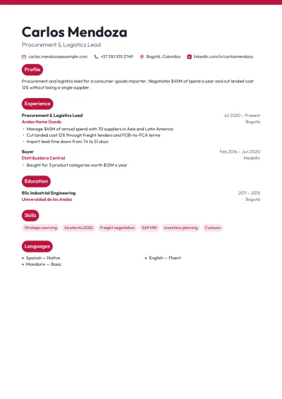 Supply Chain CV template